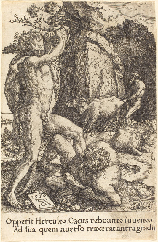 Hercules Killing Cacus by Heinrich Aldegrever (German, 1502 - 1555/1561), 16X12"(A3)Poster Print