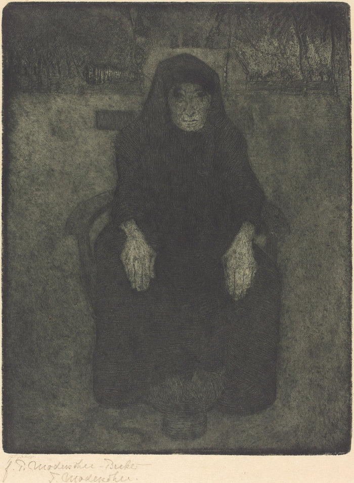 Old Woman by Paula Modersohn-Becker (German, 1876 - 1907), 16X12