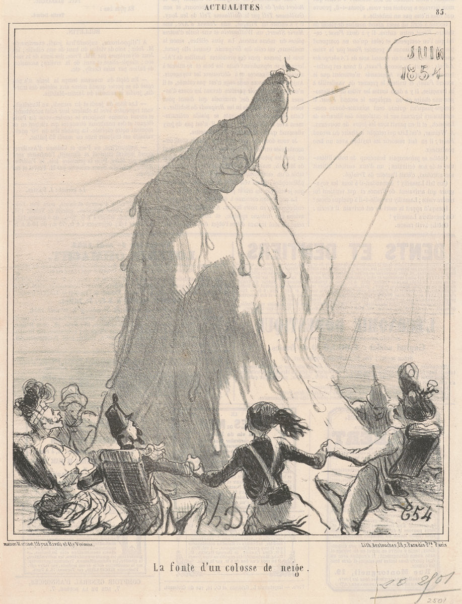 La fonte d'un colosse de neige by Honoré Daumier (French, 1808 - 1879), 16X12"(A3)Poster Print