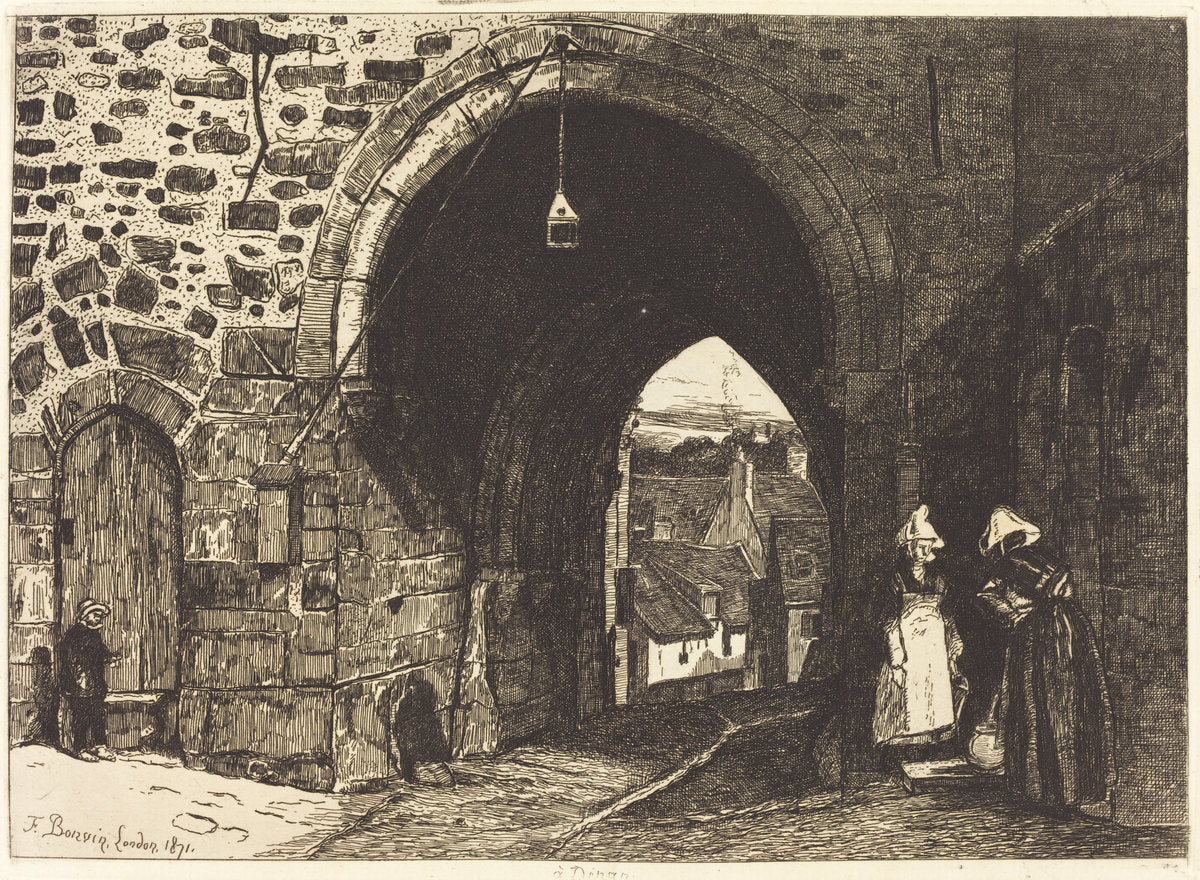 La Porte de St Malo à Dinan by François Bonvin (French, 1817 - 1887), 16X12"(A3)Poster Print