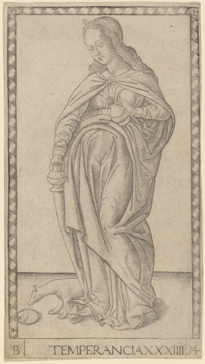Temperancia (Temperance) by Master of the E-Series Tarocchi (Italian, active c. 1465), 16X12"(A3)Poster Print
