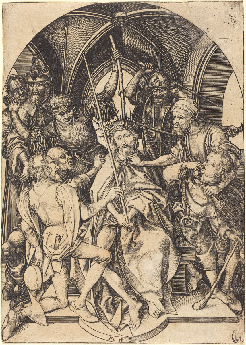 Christ Crowned with Thorns by Martin Schongauer (German, c. 1450 - 1491), 16X12"(A3)Poster Print