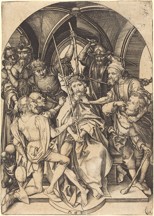 Christ Crowned with Thorns by Martin Schongauer (German, c. 1450 - 1491), 16X12"(A3)Poster Print