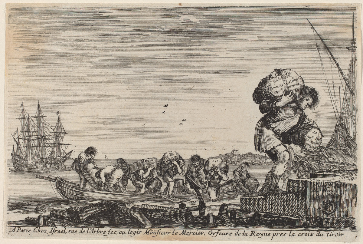 Title Page for "Views of the Ports of the Sea" by Stefano Della Bella (Italian, 1610 - 1664), 16X12"(A3)Poster Print