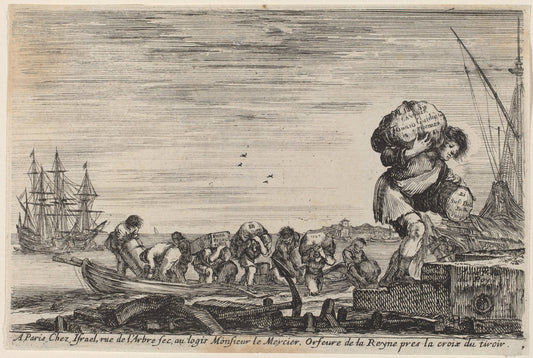 Title Page for "Views of the Ports of the Sea" by Stefano Della Bella (Italian, 1610 - 1664), 16X12"(A3)Poster Print