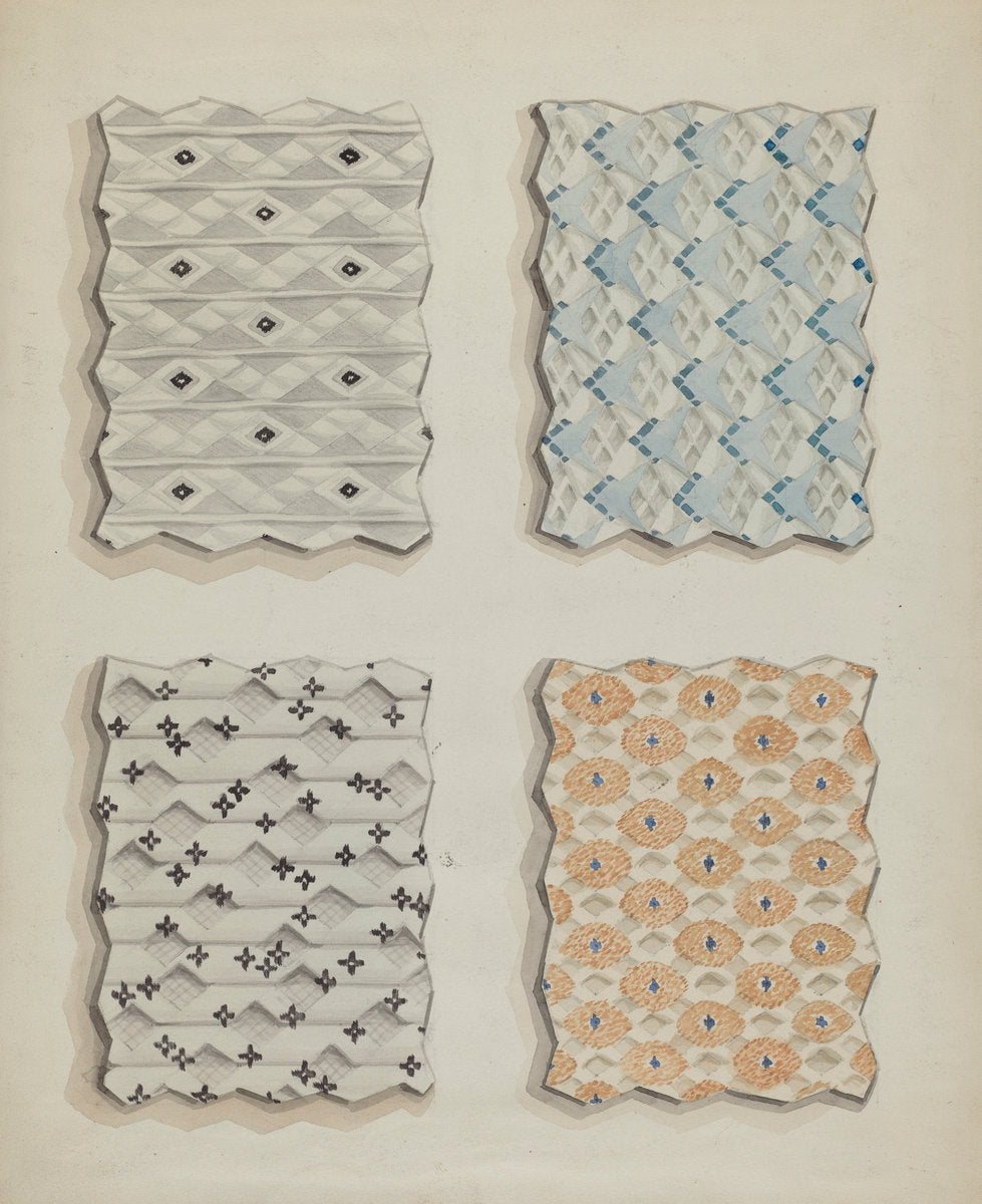 Fabric Swatches by Robert Stewart (American, active c. 1935), 16X12"(A3)Poster Print