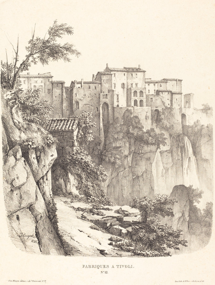 Fabriques à Tivoli (Buildings at Tivoli) by Jules Coignet (French, 1798 - 1860), 16X12"(A3)Poster Print