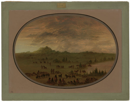 Bivouac of a Sioux War Party at Sunrise by George Catlin (American, 1796 - 1872), 16X12"(A3)Poster Print