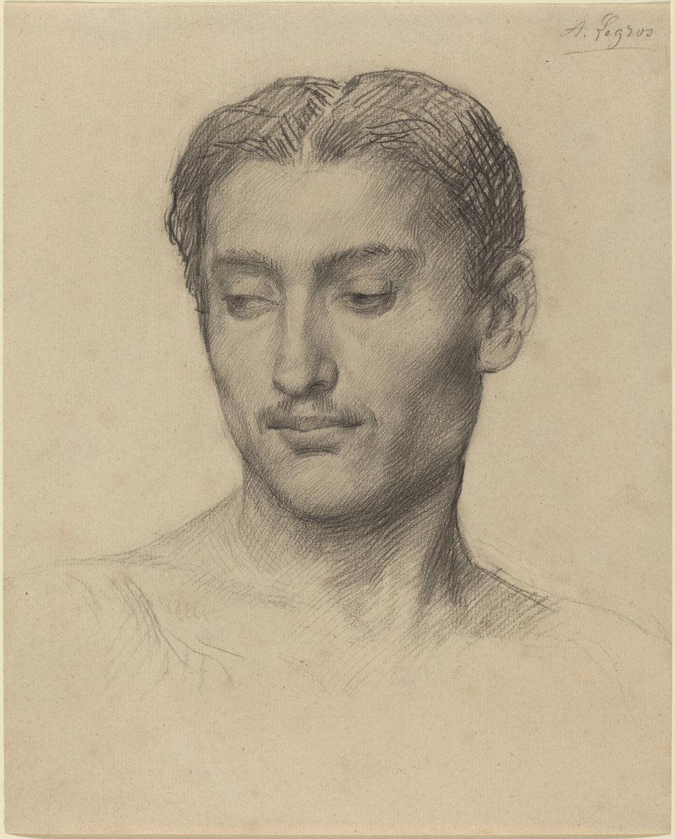 Head of a Young Man by Alphonse Legros (French, 1837 - 1911), 16X12"(A3)Poster Print