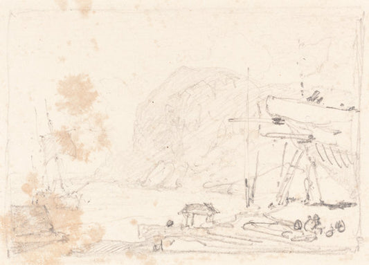 A Dry Dock by John Sell Cotman (British, 1782 - 1842), 16X12"(A3)Poster Print