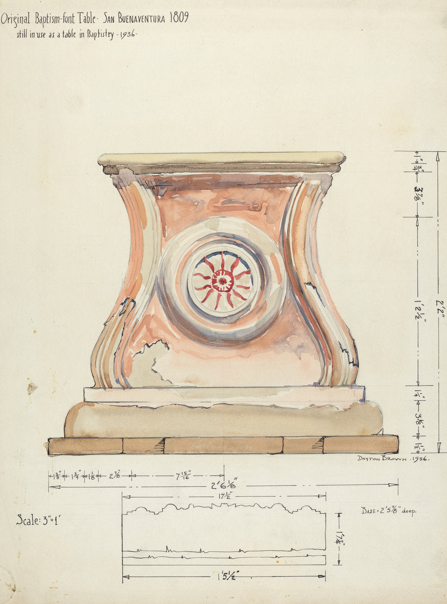 Stand for Baptismal Font by Edward Jewett (American, active c. 1935), 16X12"(A3)Poster Print