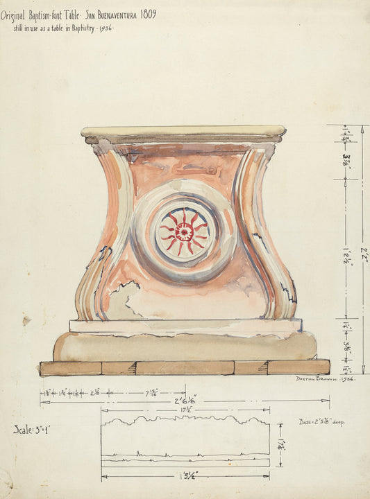 Stand for Baptismal Font by Edward Jewett (American, active c. 1935), 16X12"(A3)Poster Print