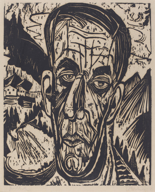 Head of van de Velde, Bright (Kopf van de Velde, Hell) by Ernst Ludwig Kirchner (German, 1880 - 1938), 16X12"(A3)Poster Print