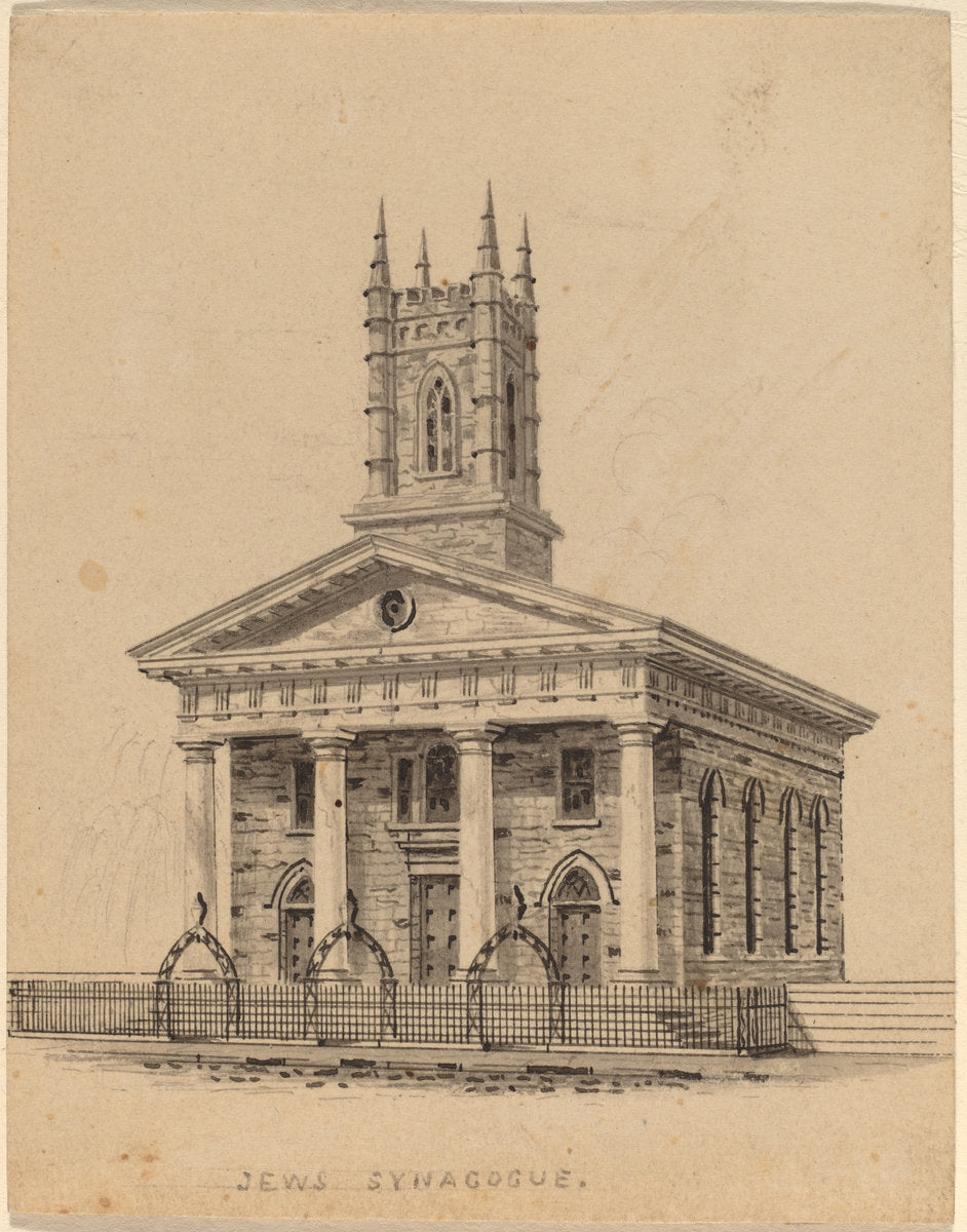 Jewish Synagogue, N.Y. by Alexander Jackson Davis (American, 1803 - 1892), 16X12"(A3)Poster Print