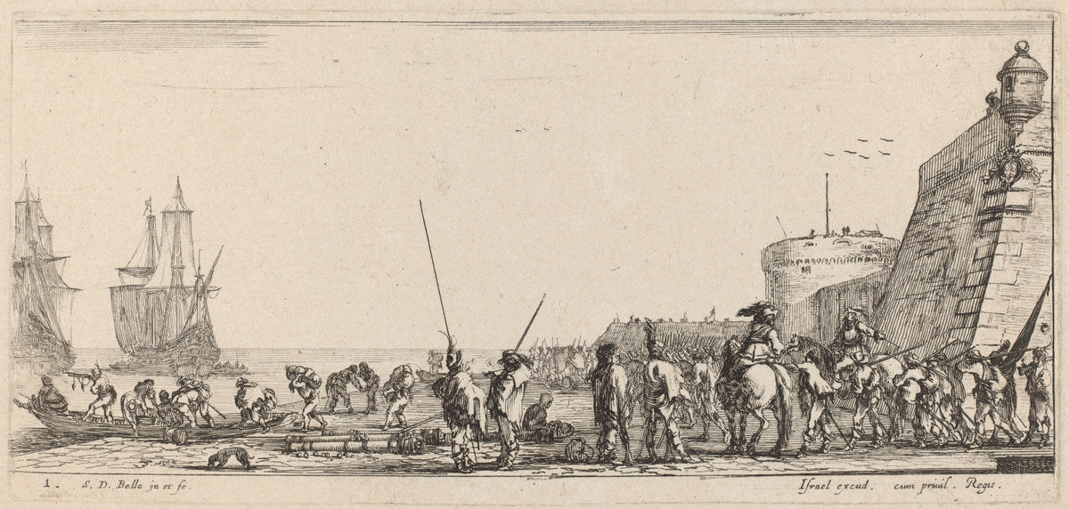 Soldiers Overseeing Embarkation by Stefano Della Bella (Italian, 1610 - 1664), 16X12"(A3)Poster Print