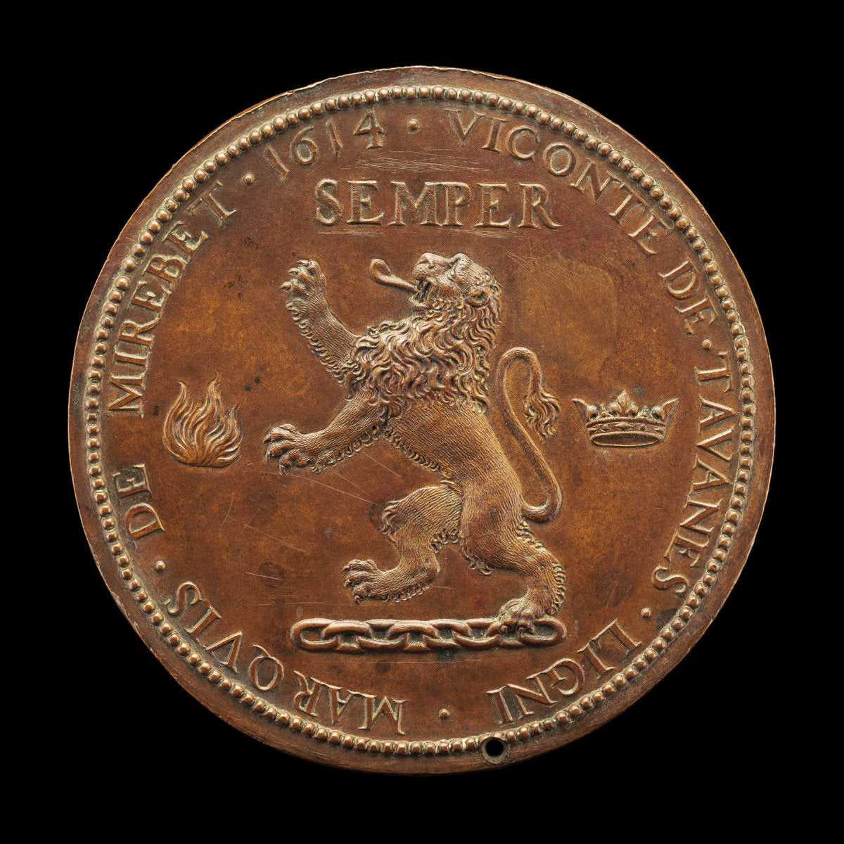 1614 by French 17th Century (Rampant Lion on a Chain [reverse]), 16X12"(A3)Poster Print