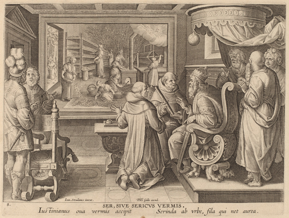 Silk Manufacture: pl.8 by Theodor Galle after Jan van der Straet (Flemish, c. 1571 - 1633), 16X12"(A3)Poster Print