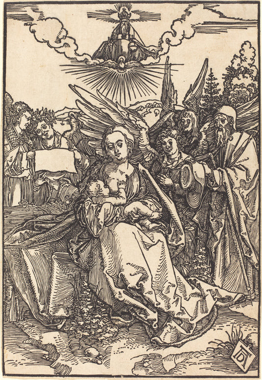The Holy Family with Five Angels by Albrecht Dürer (German, 1471 - 1528), 16X12"(A3)Poster Print