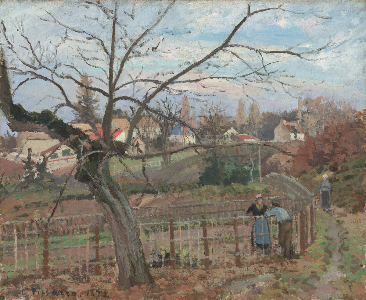 The Fence by Camille Pissarro (French, 1830 - 1903), 16X12"(A3)Poster Print