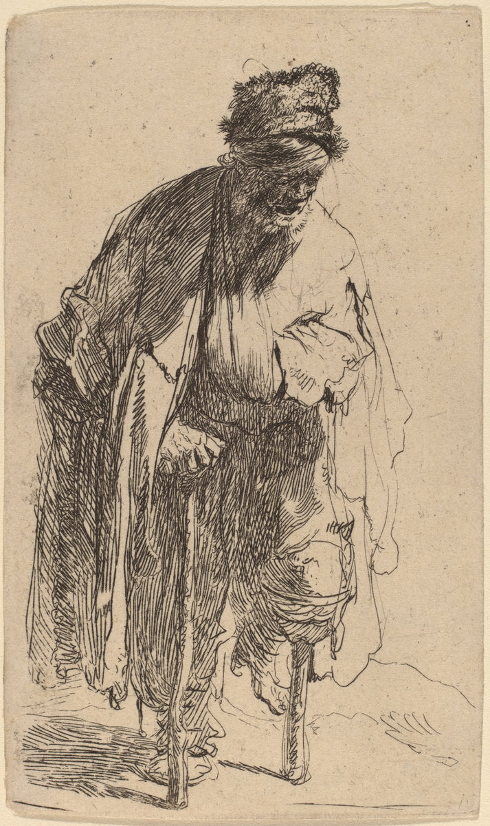 Beggar with a Wooden Leg by Rembrandt van Rijn (Dutch, 1606 - 1669), 16X12"(A3)Poster Print