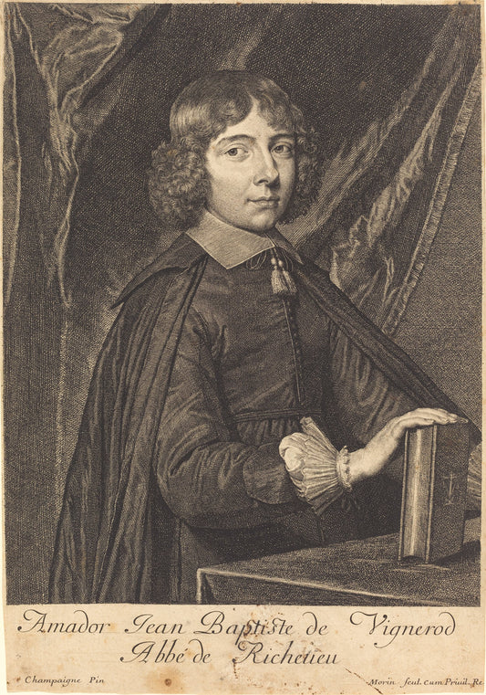 Jean Baptiste Amidor Vignerod by Jean Morin after Philippe de Champaigne (French, c. 1600 - 1650), 16X12"(A3)Poster Print