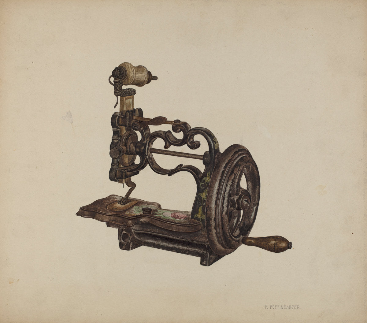 Sewing Machine by Paul Poffinbarger (American, active c. 1935), 16X12"(A3)Poster Print