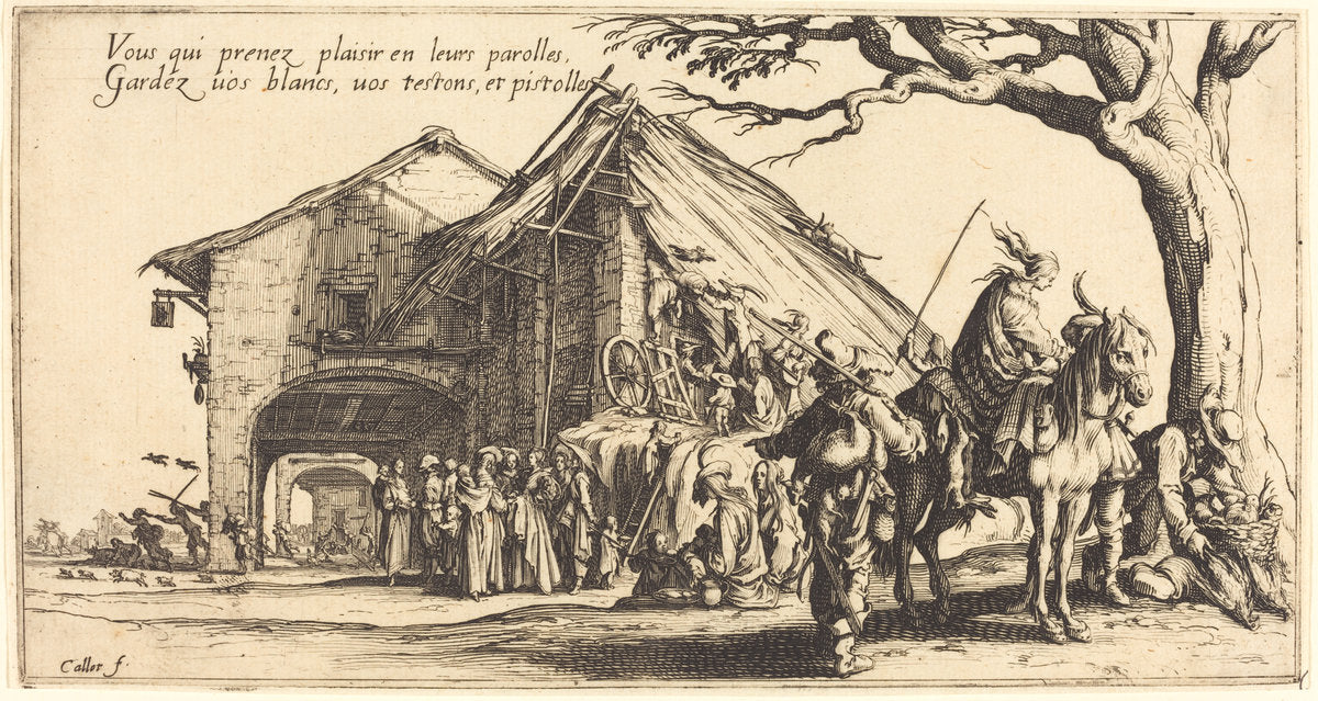 The Stopping Place by Jacques Callot (French, 1592 - 1635), 16X12"(A3)Poster Print