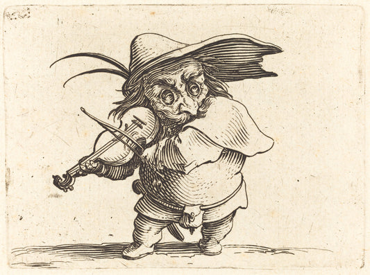 The Violin Player by Jacques Callot (French, 1592 - 1635), 16X12"(A3)Poster Print