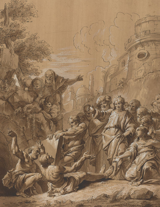 18th century by Follower of Francesco Fontebasso (The Raising of Lazarus), 16X12"(A3)Poster Print