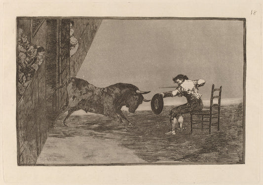 Temeridad de martincho en la plaza de Zaragoza (The Daring of Martincho in the Ring a t Saragossa) by Francisco de Goya (Spanish, 1746 - 1828), 16X12"(A3)Poster Print