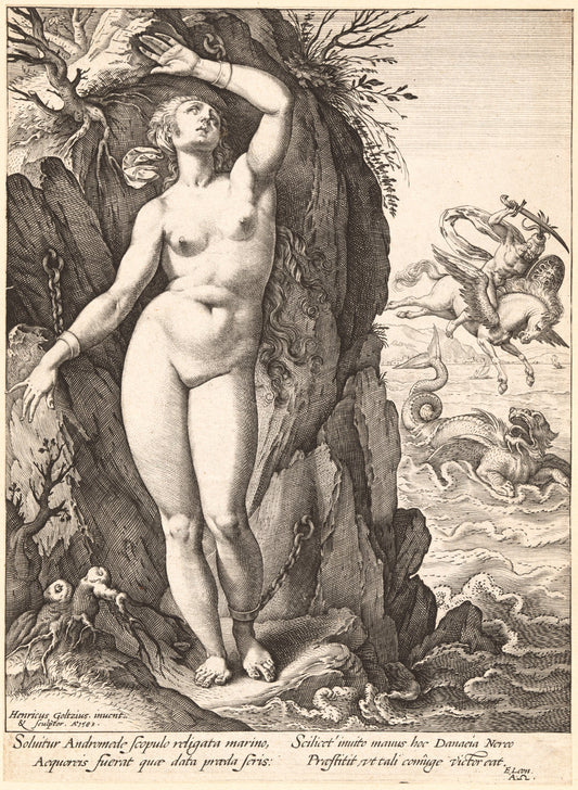 Perseus Freeing Andromeda by Hendrik Goltzius (Dutch, 1558 - 1617), 16X12"(A3)Poster Print