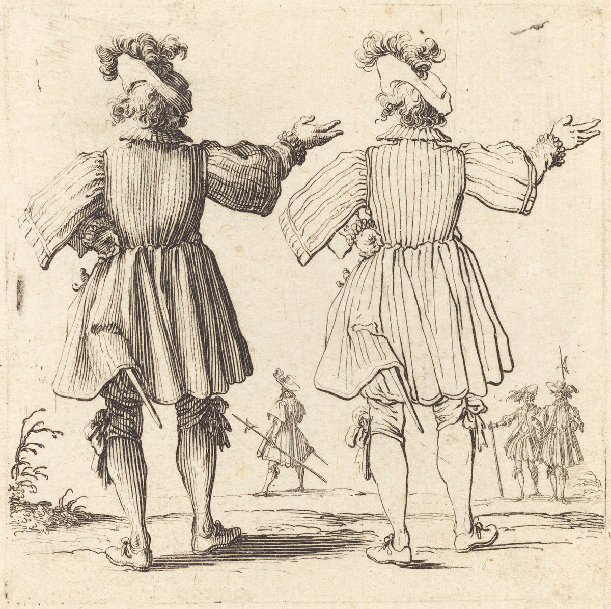 Officer with Plume, Seen from Behind by Jacques Callot (French, 1592 - 1635), 16X12"(A3)Poster Print