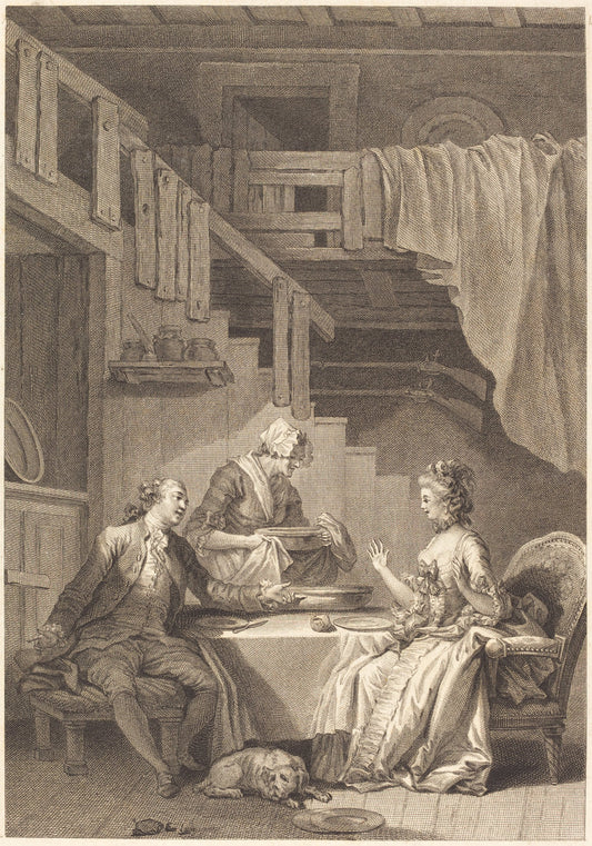 Le faucon by Jean Dambrun and Jean-Baptiste Tilliard after Jean-Honoré Fragonard (French, 1741 - 1808 or after), 16X12"(A3)Poster Print