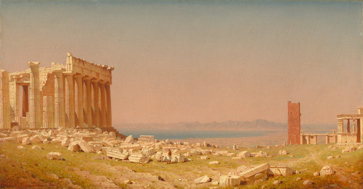 Ruins of the Parthenon by Sanford Robinson Gifford (American, 1823 - 1880), 16X12"(A3)Poster Print