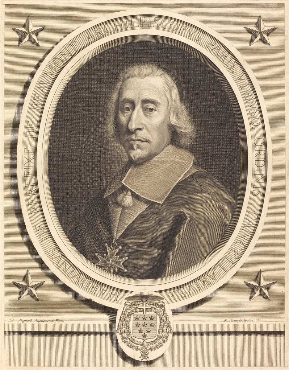 Perefixe de Beaumont by Nicolas Pitau I after Pierre Mignard I (French, 1632 - 1671), 16X12"(A3)Poster Print