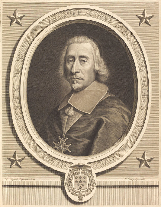 Perefixe de Beaumont by Nicolas Pitau I after Pierre Mignard I (French, 1632 - 1671), 16X12"(A3)Poster Print