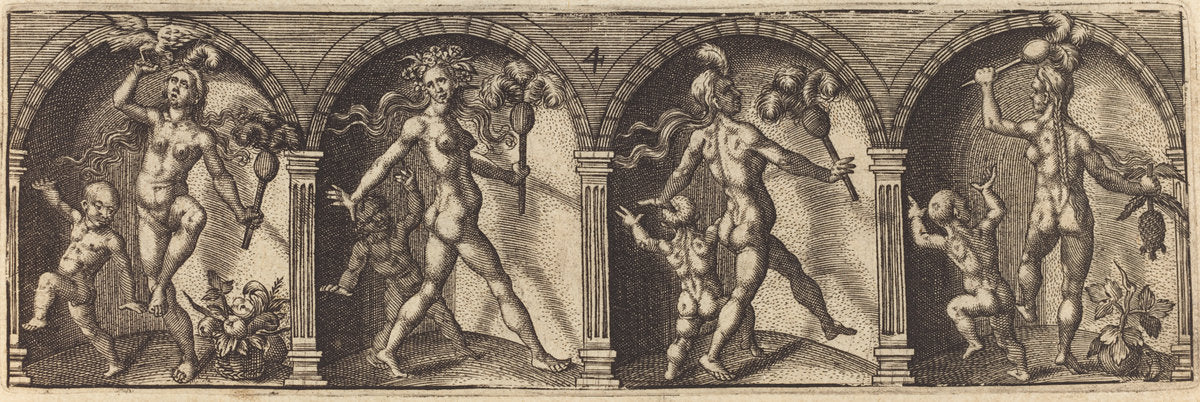 Les divers pourtraicts et figures IV by Master AD (French, active c. 1600), 16X12"(A3)Poster Print
