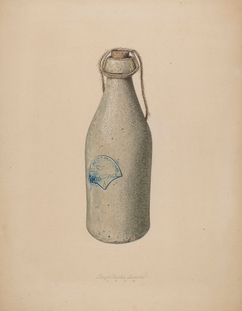 Weiss Beer Bottle by Lloyd Charles Lemcke (American, active c. 1935), 16X12"(A3)Poster Print