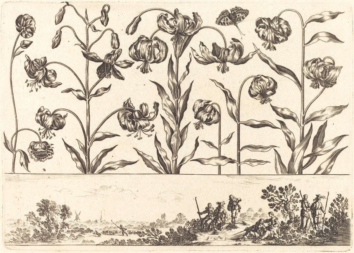 Flower Print no.5 by Nicolas Cochin after Balthasar Moncornet (French, 1610 - 1686), 16X12"(A3)Poster Print