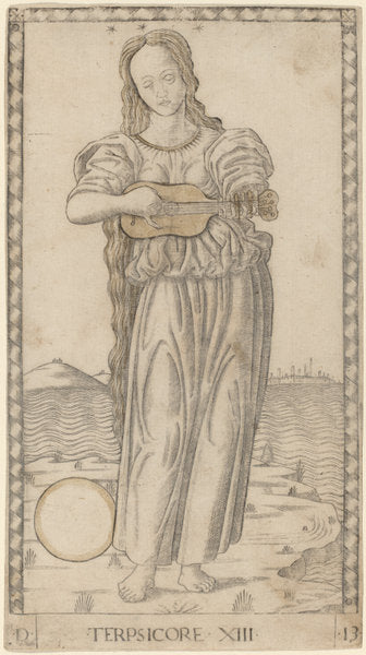 Terpsicore (Terpsichore) by Master of the E-Series Tarocchi (Italian, active c. 1465), 16X12"(A3)Poster Print