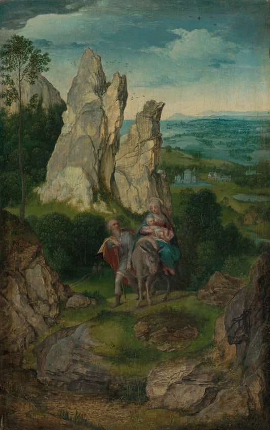 c. 1550/1575 by Follower of Joachim Patinir (The Flight into Egypt), 16X12"(A3)Poster Print