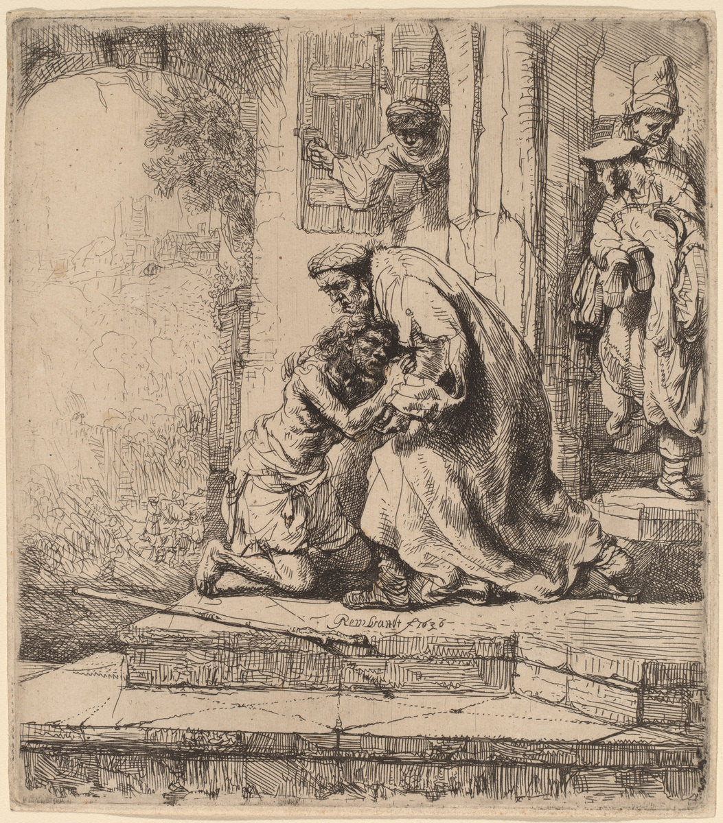The Return of the Prodigal Son by Rembrandt van Rijn (Dutch, 1606 - 1669), 16X12"(A3)Poster Print