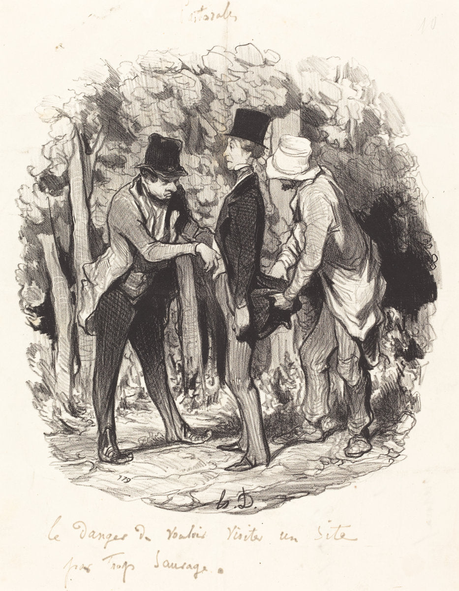 Le Danger de... visiter un site par trop sauvage by Honoré Daumier (French, 1808 - 1879), 16X12"(A3)Poster Print