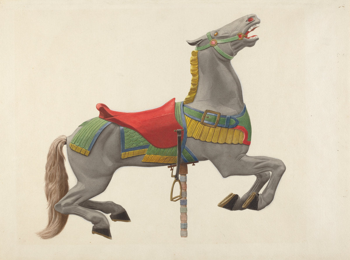 Carousel Horse by John W. Kelleher (American, active c. 1935), 16X12"(A3)Poster Print