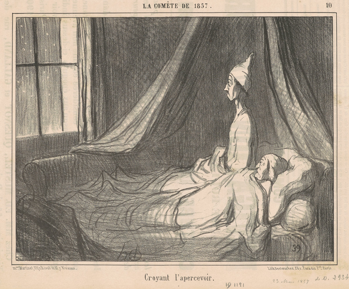 Croyant l'apercevoir ... by Honoré Daumier (French, 1808 - 1879), 16X12"(A3)Poster Print