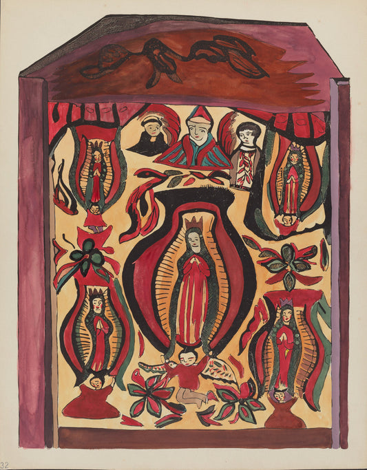 1935/1942 by American 20th Century (Plate 32: Our Lady of Guadalupe": From Portfolio "Spanish Colonial Designs of New Mexico"), 16X12"(A3)Poster Print