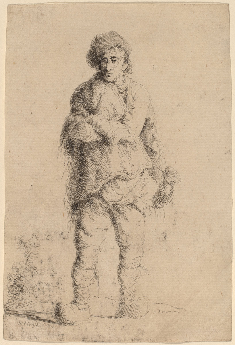 Standing Peasant by Michal Plónski (Polish, 1778 - 1812), 16X12"(A3)Poster Print