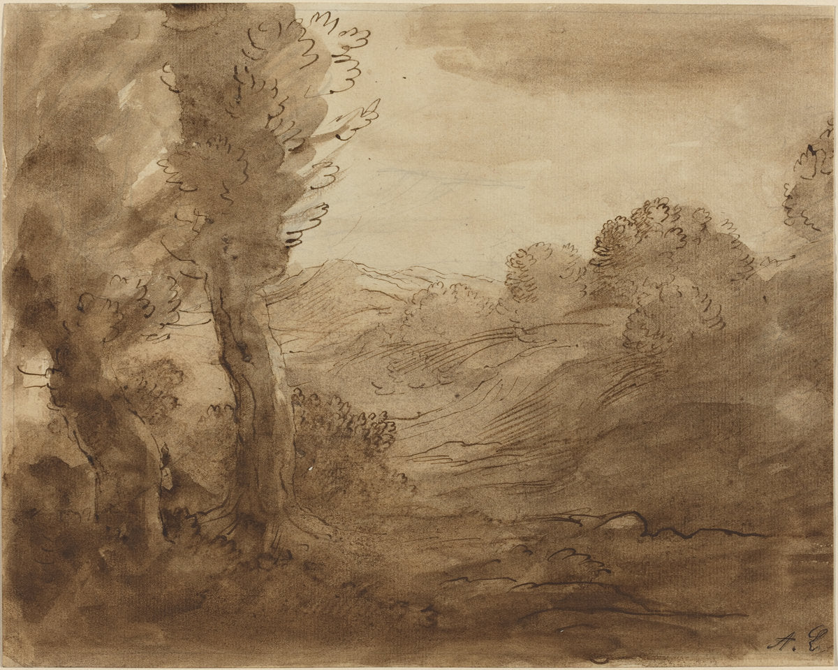 Footpath in Burgundy by Alphonse Legros (French, 1837 - 1911), 16X12"(A3)Poster Print
