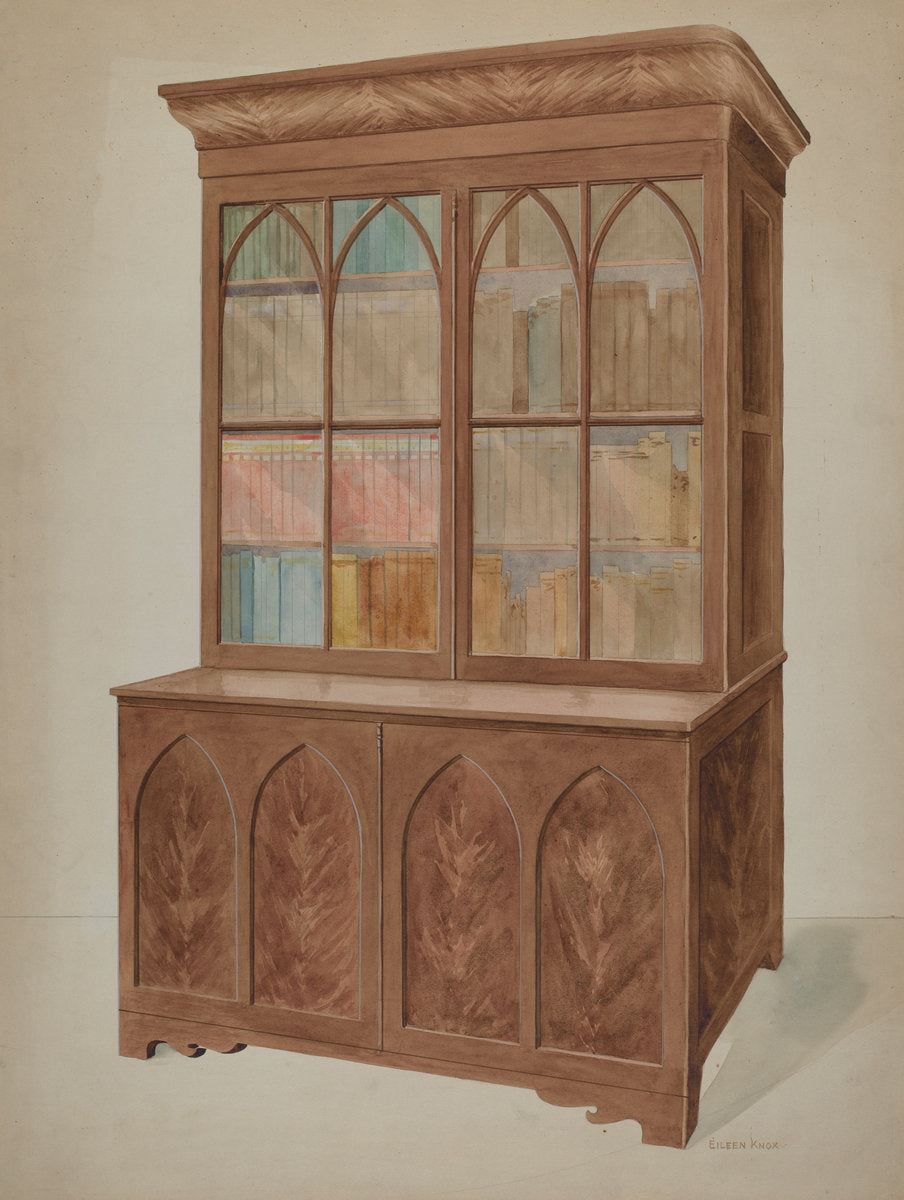 Bookcase - Gothic Type by Eileen Knox (American, active c. 1935), 16X12"(A3)Poster Print