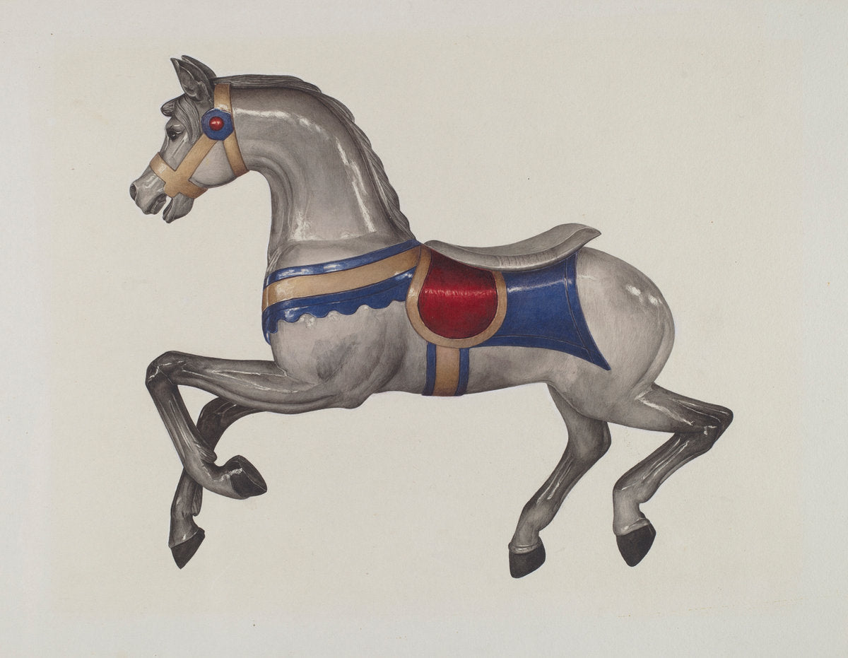 Carousel Horse by Dorothy Handy (American, active c. 1935), 16X12"(A3)Poster Print
